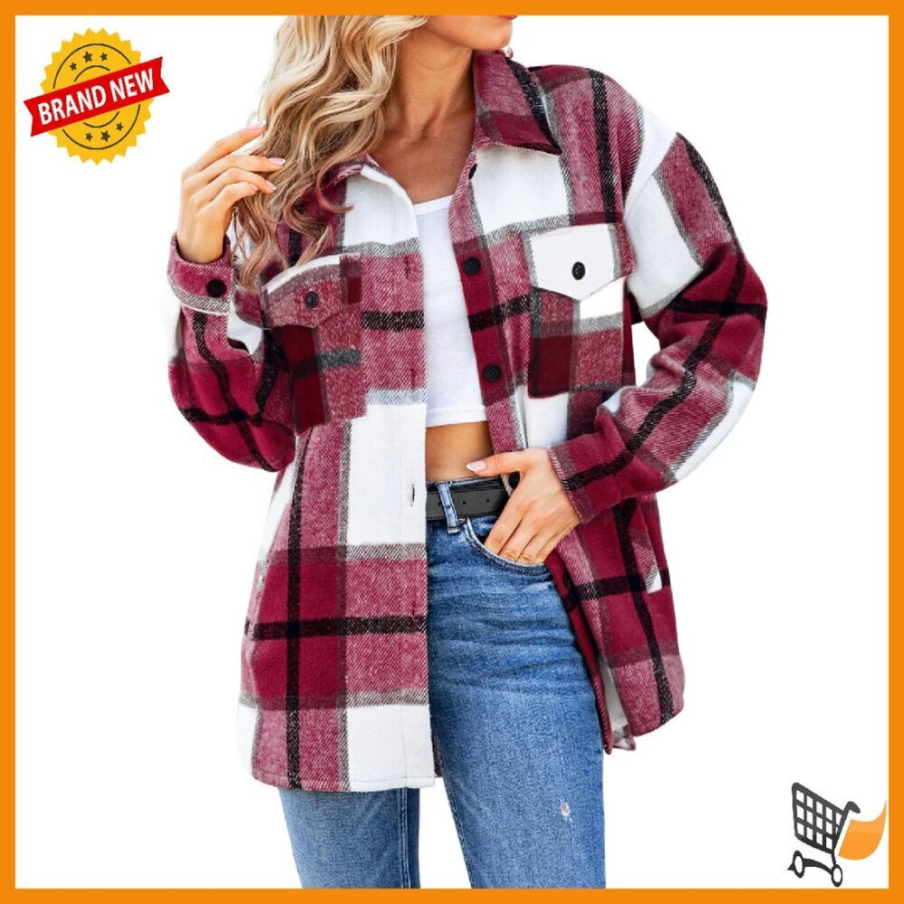 Soft Flannel Shacket Jacket Button Down Shirt Wom… - image 1